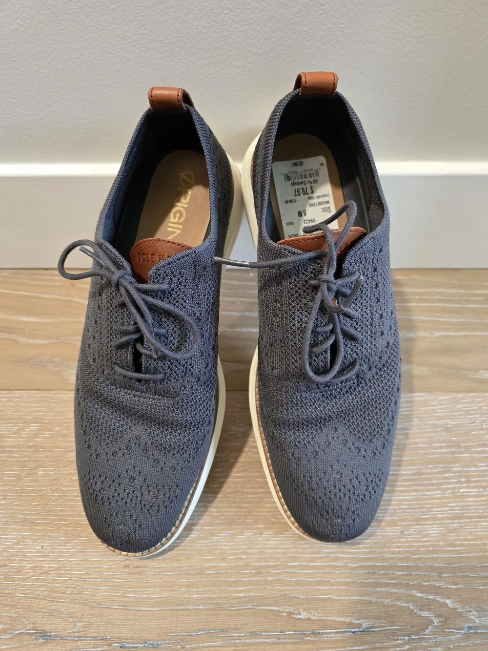 Cole Haan Original Grand Stitchlite Wingtip Oxford Gray Magnet Size 8 NWT